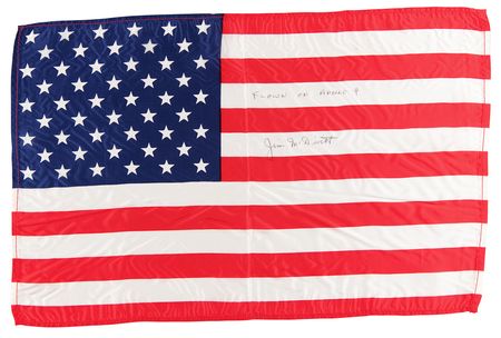 Lot #547 Apollo 9 Flown Oversized American Flag - From the Personal Collection of Jim McDivitt: Scarce oversized American flag carried into orbit on Apollo 9 - Image 1