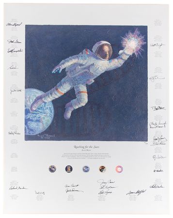 Lot #565 Astronauts (24) Multi-Signed Canvas Giclee Print by Alan Bean: 'Reaching for the Stars' (Ltd. Ed. #951/1500) - Image 1