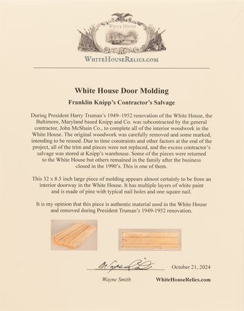 Lot #92 White House Doorway Molding with Original Multi-Layered Paint Relic - Image 4