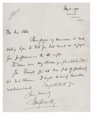 Lot #642 John Galsworthy Autograph Letter Signed - Image 1