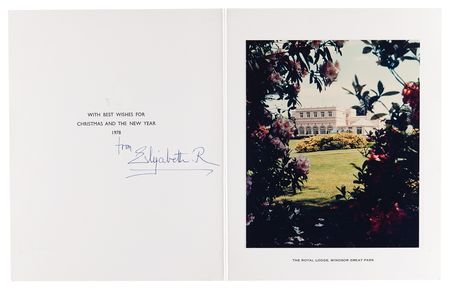 Lot #400 Elizabeth, Queen Mother Signed Christmas Card (1978) - Image 1