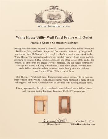 Lot #96 White House Utility Wall Panel Frame with Outlet Hole Relic - Image 3