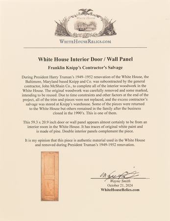 Lot #95 White House Interior Door/Wall Panel Relic - Image 3