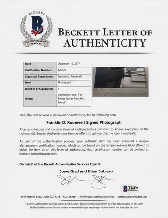 Lot #252 Franklin D. Roosevelt Signed Photograph by Harris & Ewing - Image 2