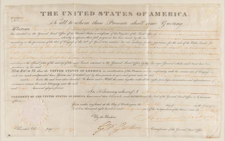 Lot #188 Andrew Jackson Document Signed as