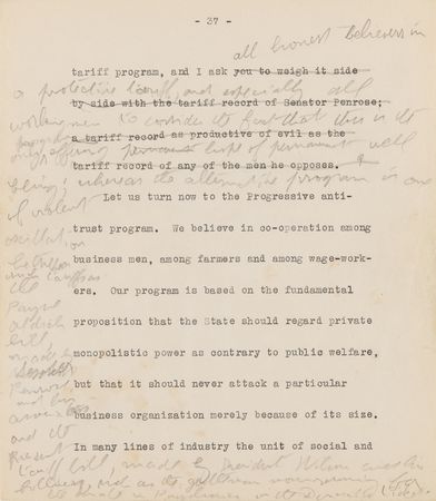 Lot #63 Theodore Roosvelt Hand-Edited Speech, Outlining the Progressive Party Platform - Image 2