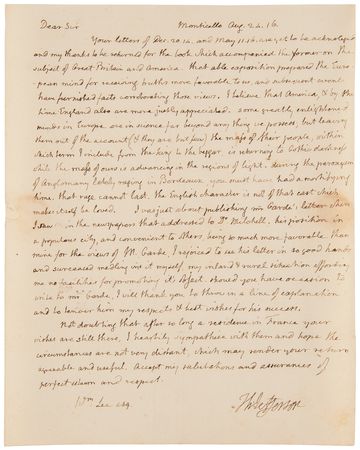 Lot #10 Thomas Jefferson Autograph Letter Signed on Scientific Progress in Europe: 