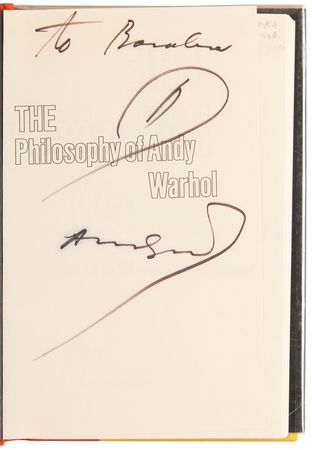 Lot #582 Andy Warhol Signed Book with Sketch - The Philosophy of Andy Warhol - Image 4