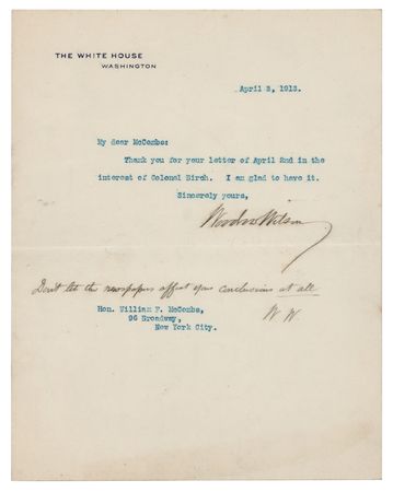 Lot #304 Woodrow Wilson Typed Letter Signed as