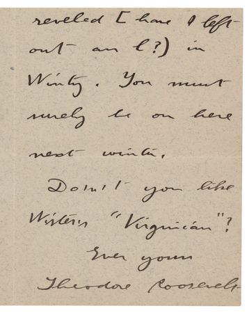 Lot #259 Theodore Roosevelt Autograph Letter Signed as President on Owen Wister's The Virginian - Image 2