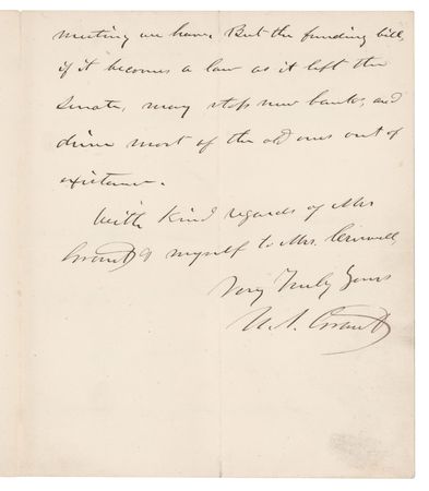 Lot #42 U. S. Grant Autograph Letter Signed to His Former Postmaster General: 