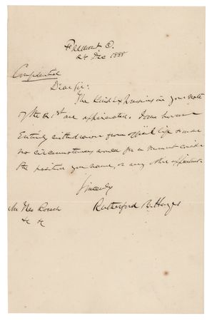 Lot #45 Rutherford B. Hayes Autograph Letter Signed, Denying Interest in a Cabinet Position Under Harrison - Image 1