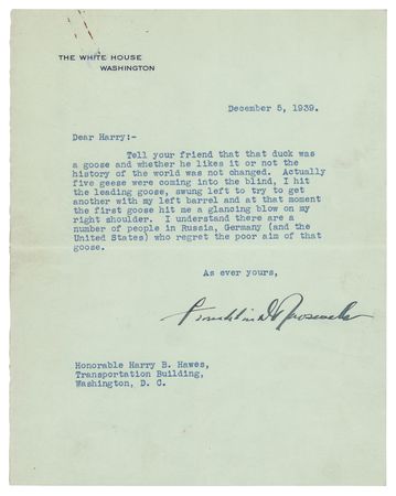 Lot #256 Franklin D. Roosevelt Typed Letter Signed