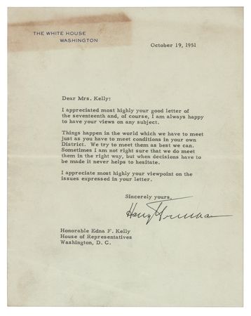 Lot #270 Harry S. Truman Typed Letter Signed as President, Responding to a Congresswoman's Plea re: Vietnam - Image 1