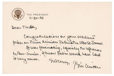 Lot #138 Bill Clinton Autograph Letter Signed as