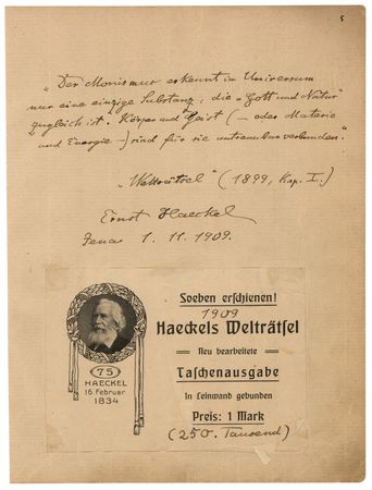 Lot #413 Ernst Haeckel Autograph Quote Signed - Image 1