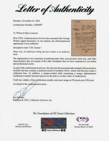 Lot #500 George Walton Document Signed - Image 2