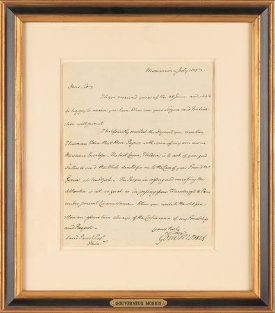 Lot #455 Gouverneur Morris Autograph Letter Signed
