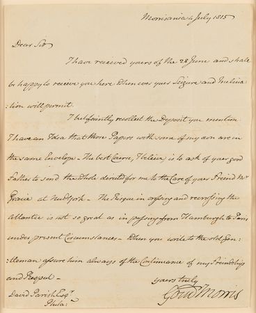 Lot #455 Gouverneur Morris Autograph Letter Signed - Image 2