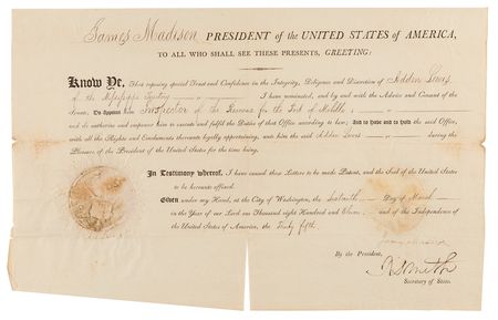 Lot #216 James Madison Document Signed as President - Image 1