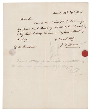 Lot #26 James K. Polk Autograph Note Signed as President to Attorney General John Mason - Image 1