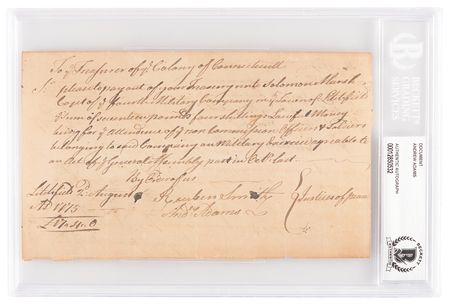 Lot #361 Andrew Adams Revolutionary War-Dated Document Signed, Paying a Connecticut Militia Captain in 1775 - Image 1