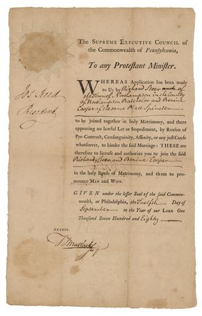 Lot #481 Joseph Reed and Timothy Matlack