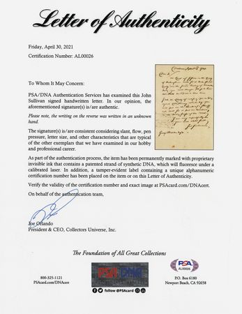 Lot #532 John Sullivan Autograph Letter Signed - Image 2