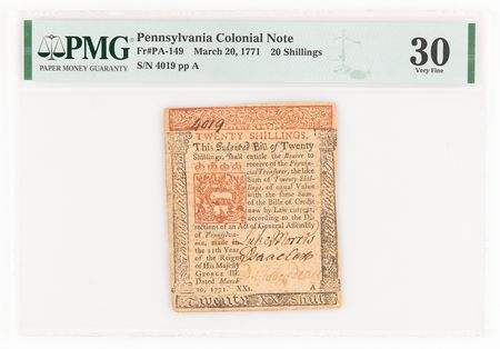 Lot #483 Daniel Roberdeau Signed Pennsylvania Colonial Currency - PMG Very Fine 30 - Image 1
