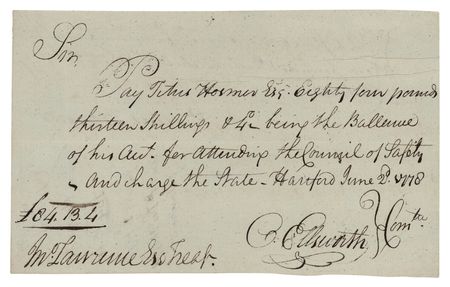 Lot #424 Titus Hosmer Revolutionary War-Dated Autograph Endorsement Signed - Image 2