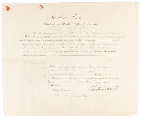 Lot #33 Franklin Pierce Document Signed as President - Image 1