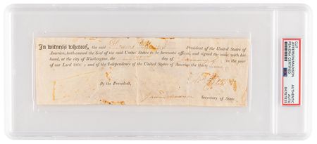 Lot #12 Thomas Jefferson and James Madison Partial Document Signed as President and Secretary of State - Image 1
