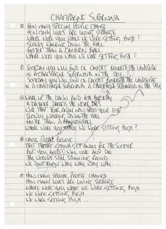 Lot #671 Oasis: Noel Gallagher Handwritten and Signed Lyrics for 'Champagne Supernova' - Image 1