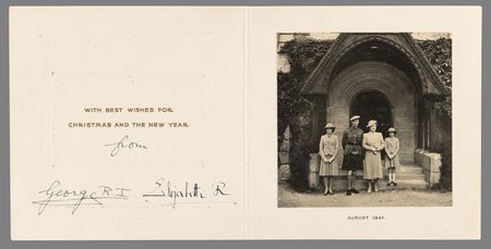 Lot #436 King George VI and Elizabeth, Queen Mother Signed Christmas Card (1941) - Image 1