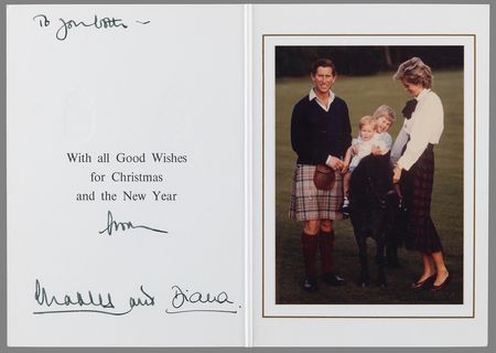 Lot #470 Princess Diana and King Charles III Signed Christmas Card (1985) - Image 1