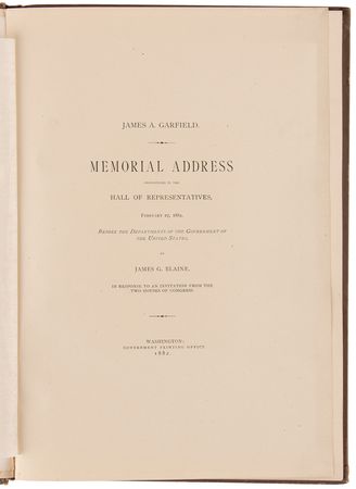 Lot #166 James A. Garfield: Memorial Address by James G. Blaine - Image 3