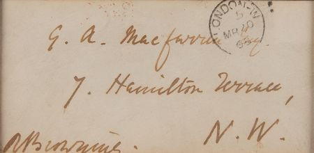 Lot #638 Robert Browning Hand-Addressed and Signed Envelope Panel - Image 2