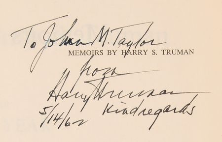 Lot #274 Harry S. Truman Signed Book, Presented to the Son of General Maxwell D. Taylor - Image 2