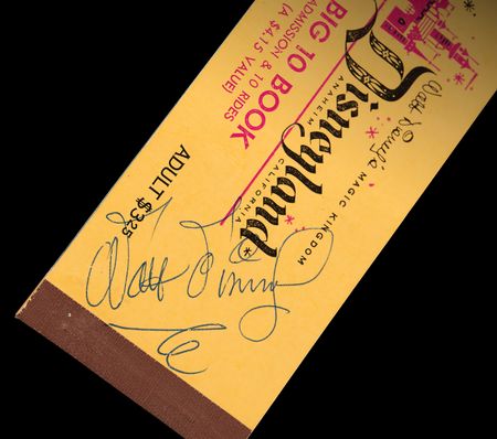 Lot #608 Walt Disney Signed Disneyland Ticket Booklet Cover - Image 1