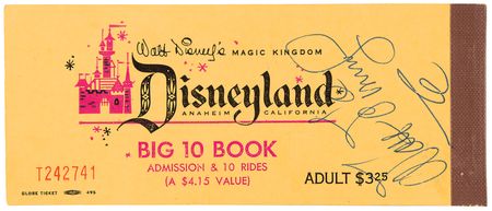 Lot #608 Walt Disney Signed Disneyland Ticket Booklet Cover - Image 2