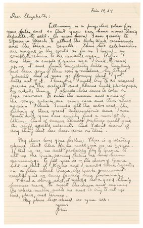 Lot #629 John Steinbeck (2) Autograph Letters Signed on Travels to Spain, a Project with Elia Kazan and the Queen of Greece, and Financial Matters - Image 2