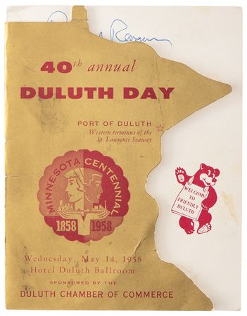Lot #242 Ronald Reagan Signed 1958 'Duluth Day' Program - Image 2