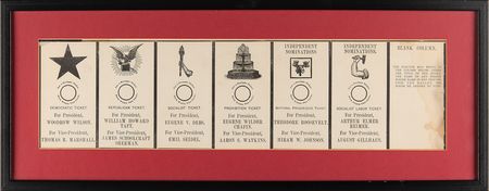 Lot #308 Woodrow Wilson, William H. Taft, and Theodore Roosevelt: 1912 Presidential Election Ballot Ballot - Image 2