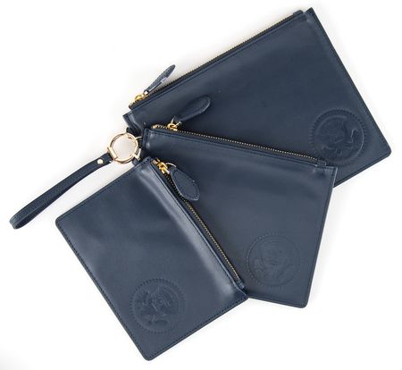 Lot #281 Donald Trump Presidential Gift - Blue Leather Pouch Clutches (3) - Image 1