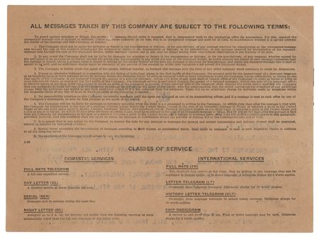 Lot #271 Harry S. Truman Presidential Telegram to Dwight D. Eisenhower on the 1952 Election: 