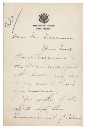Lot #144 Grace Coolidge Autograph Letter Signed as First Lady on the Death of Calvin Coolidge, Jr. - Image 1