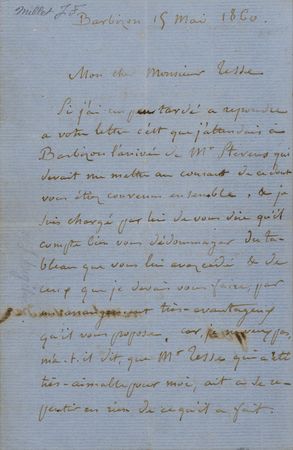 Lot #579 Jean-Francois Millet Autograph Letter Signed - Image 1