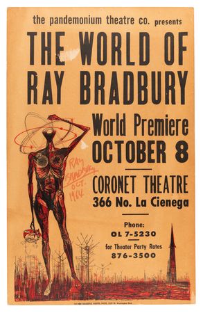 Lot #637 Ray Bradbury Signed Original 1964 'The World of Ray Bradbury' World Premiere Poster - Image 1