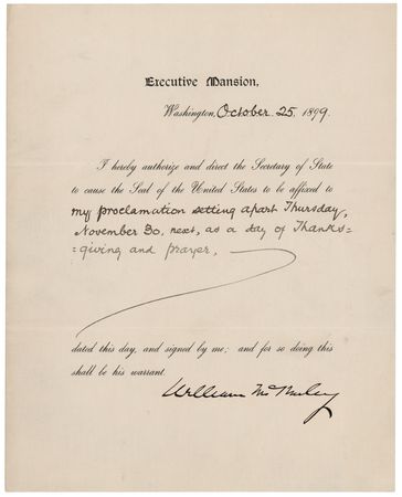 Lot #57 William McKinley Document Signed as