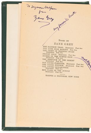 Lot #643 Zane Grey Signed Book - The Rainbow Trail - Image 4